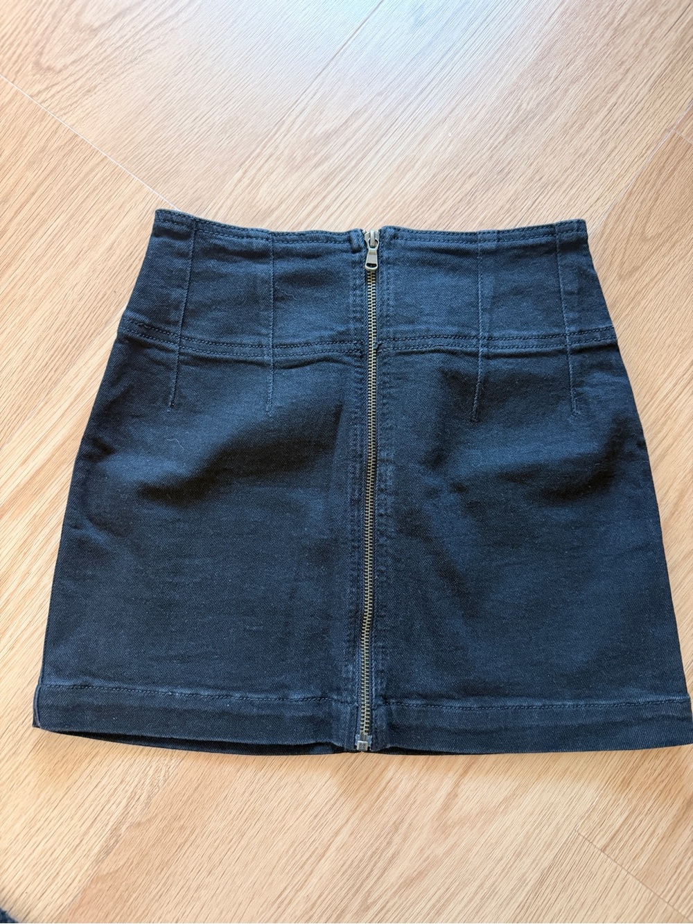 Free People Black Zip-Front Mini Skirt